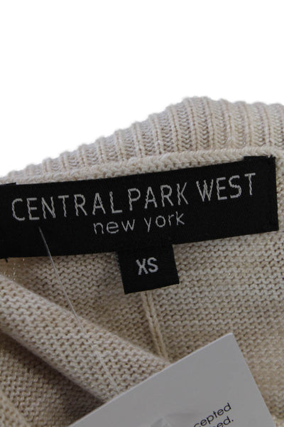Central Park West Womens 3/4 Sleeve Crew Neck Cold Shoulder Top Beige Size XS