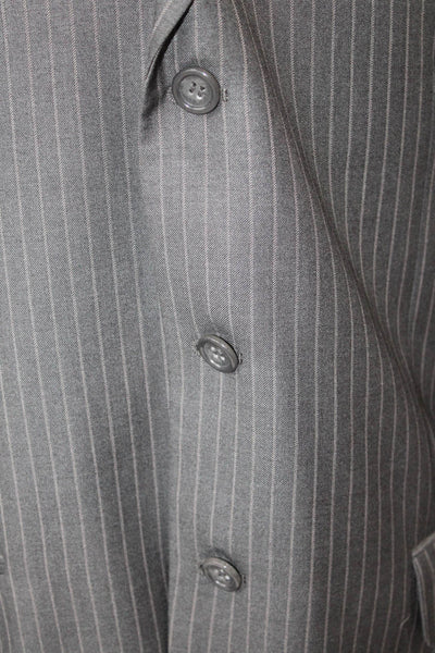 Luca Rossi Mens Pinstripe Collared Three Button Suit Jacket Gray Size 42R