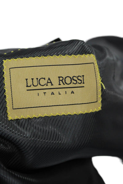 Luca Rossi Mens Pinstripe Collared Three Button Suit Jacket Gray Size 42R