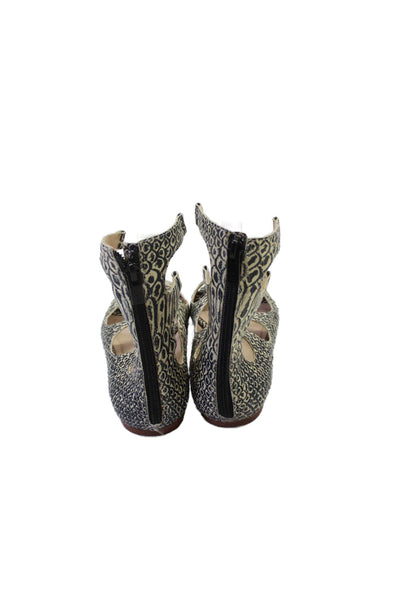 Loeffler Randall Womens Textured Open Toe Zip Animal Printed Zip Sandals Nude Si