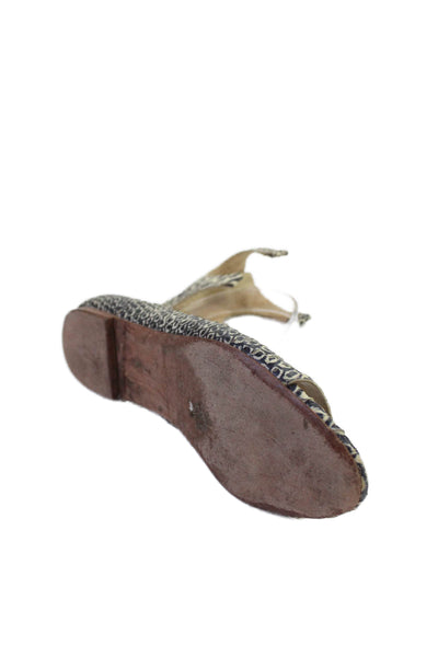 Loeffler Randall Womens Textured Open Toe Zip Animal Printed Zip Sandals Nude Si