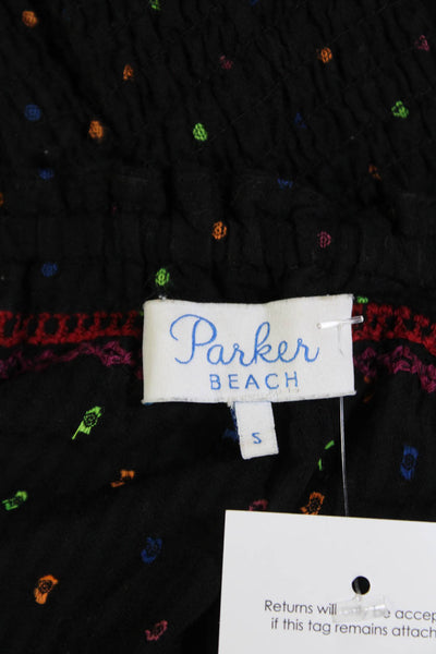Parker Beach Women's Boat Neck Drop Waist Mini Dress Black Polka Dot Size S