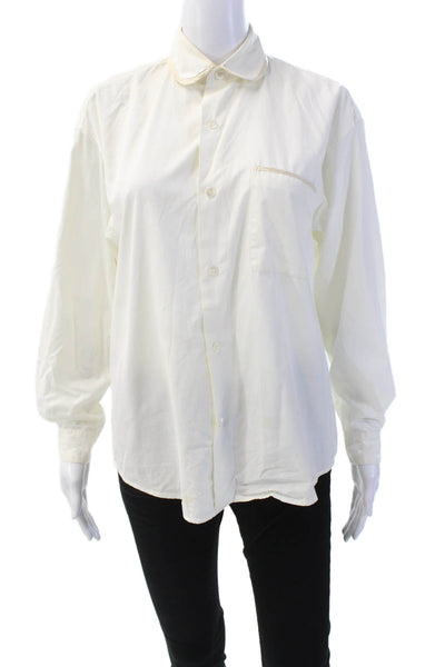 Equipment Women's Collared Long Sleeves Button Down Shirt Beige Size S