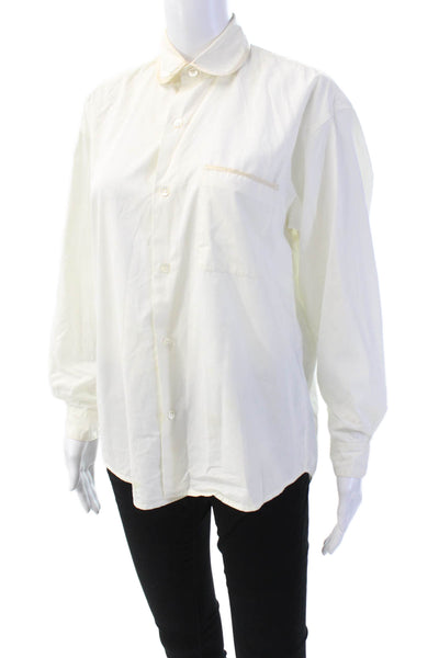 Equipment Women's Collared Long Sleeves Button Down Shirt Beige Size S