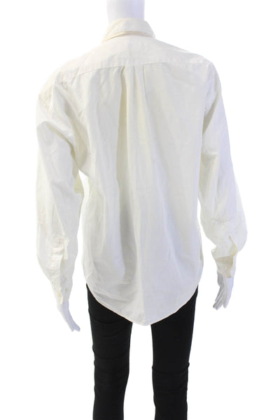 Equipment Women's Collared Long Sleeves Button Down Shirt Beige Size S