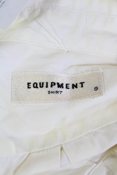 Equipment Women's Collared Long Sleeves Button Down Shirt Beige Size S