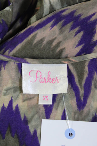 Parker Women's Scoop Neck Cold Shoulder Silk Blouse Multicolor Size XS
