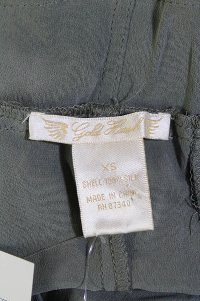 Gold Hawk Womens High Rise Drawstring Straight Silk Lightweight Pants Gray XS