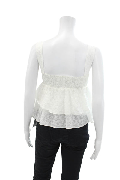 Amanda Uprichard Scoop Neck Sleeveless Ruffle Cotton Tank Top White Size XS