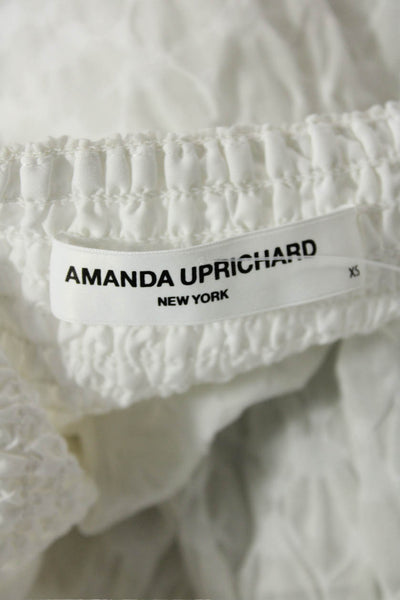 Amanda Uprichard Scoop Neck Sleeveless Ruffle Cotton Tank Top White Size XS