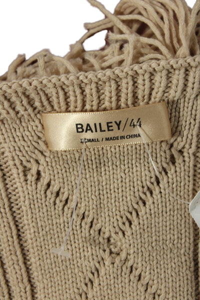 Bailey 44 Women's Scoop Neck Sleeveless Fringe Sweater Tank Beige Size XS