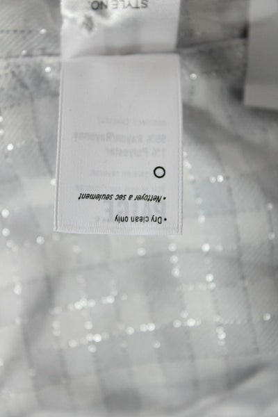 Paige Women's Long Sleeves Ruffle V-Neck Sparkle Gray Plaid Blouse Size S