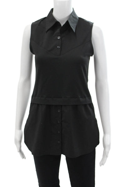 Finley Women's Collared Sleeveless Button Up Shirt Blouse Black Size XS