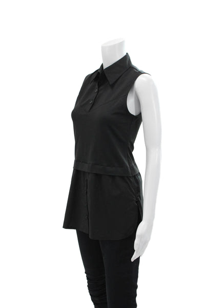 Finley Women's Collared Sleeveless Button Up Shirt Blouse Black Size XS