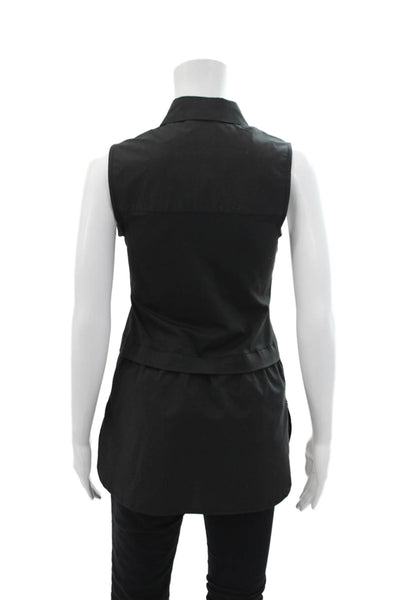 Finley Women's Collared Sleeveless Button Up Shirt Blouse Black Size XS