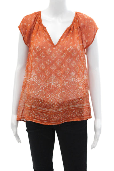 Designer Women's Round Neck Short Sleeves Silk Blouse Brown Size S