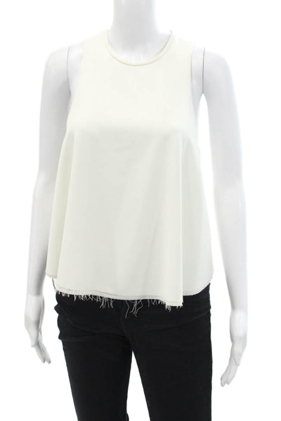 T Alexander Wang Women's Scoop Neck Sleeveless Raw Hem Tank Top Cream Size 2
