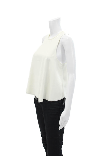 T Alexander Wang Women's Scoop Neck Sleeveless Raw Hem Tank Top Cream Size 2