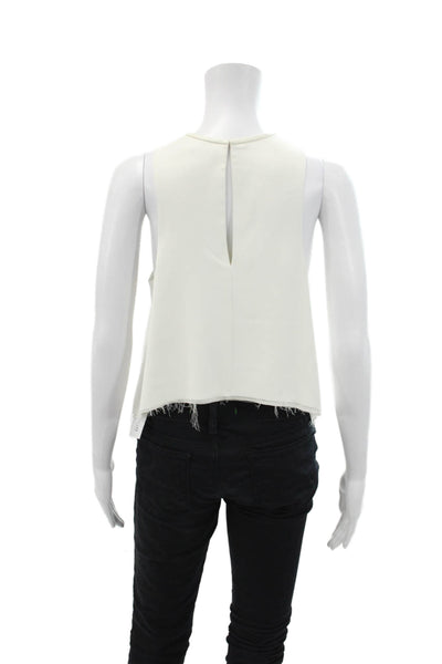 T Alexander Wang Women's Scoop Neck Sleeveless Raw Hem Tank Top Cream Size 2