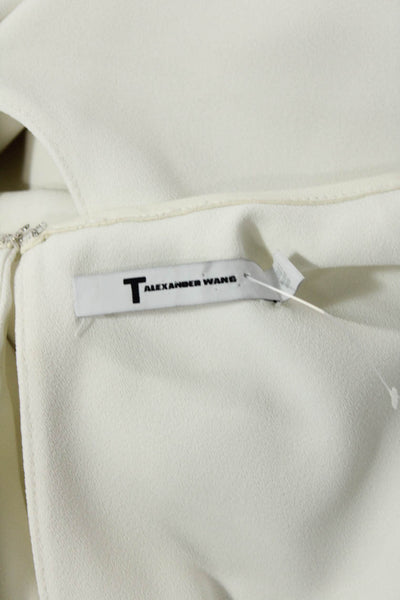 T Alexander Wang Women's Scoop Neck Sleeveless Raw Hem Tank Top Cream Size 2
