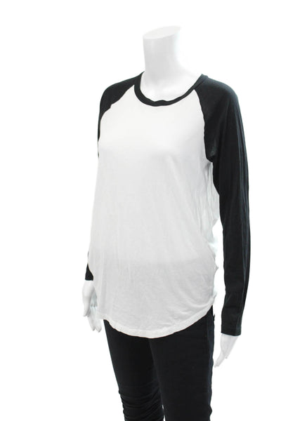 Monrow Women's Long Sleeves Round Neck Color Block Baseball T-Shirt Size S