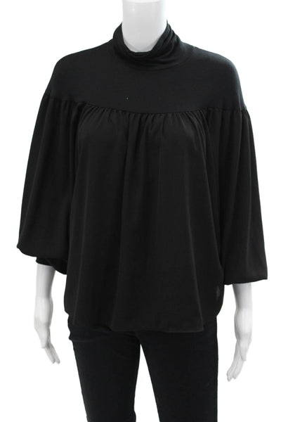 Lola & Sophie Women's Turtleneck Long Sleeves Sheer Blouse Black Size XS