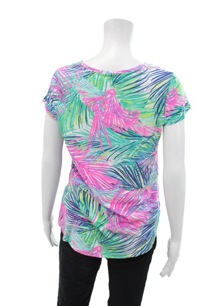 Lily Pulitzer Womens Cotton V-neck Short Sleeve Casual T-shirt Multicolor Size S
