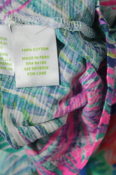 Lily Pulitzer Womens Cotton V-neck Short Sleeve Casual T-shirt Multicolor Size S
