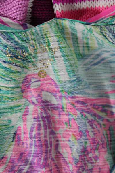 Lily Pulitzer Womens Cotton V-neck Short Sleeve Casual T-shirt Multicolor Size S
