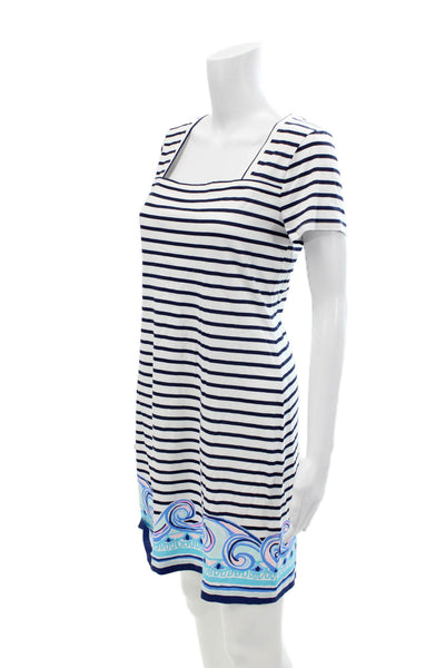 Lily Pulitzer Womens Square Neck Striped Casual T-shirt Dress White Size S