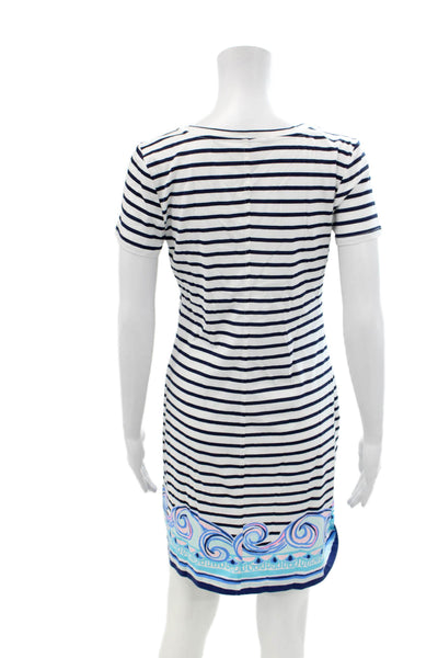 Lily Pulitzer Womens Square Neck Striped Casual T-shirt Dress White Size S