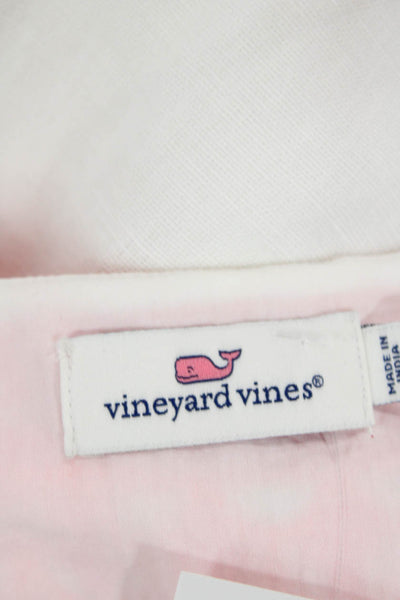 Vineyard Vines Womens Cotton Short Sleeve V-neck Beaded Dress Nude Size 04
