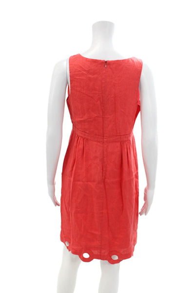 Calypso Womens Cotton V-neck Sleeveless Zip Lined Short Dress Red Size S