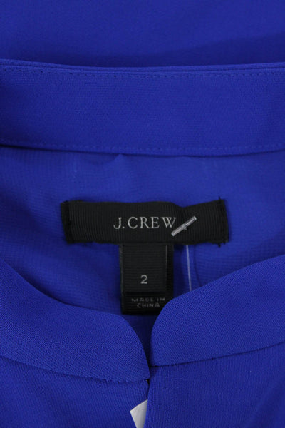 J Crew Womens Textured Short Sleeve V-neck Lined Sleek Dress Blue Size 02