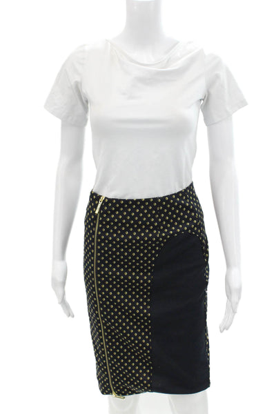 Michael Kors Womens Textured Zip Pattern Lined Midi Dress Skirt Black Size 02