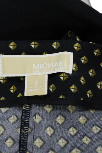 Michael Kors Womens Textured Zip Pattern Lined Midi Dress Skirt Black Size 02