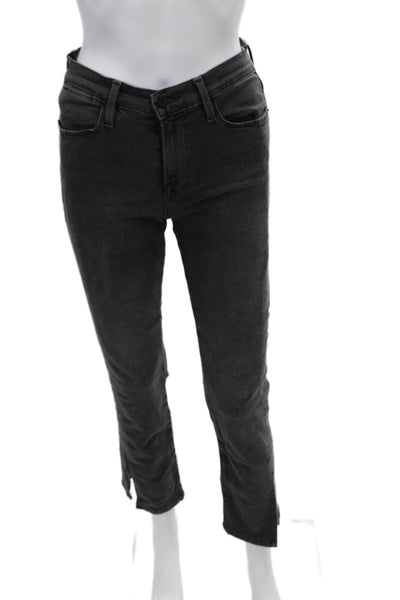 Frame Denim Womens Zipper Fly High Rise Slit Straight Leg Jeans Gray Size 26