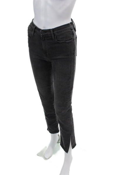 Frame Denim Womens Zipper Fly High Rise Slit Straight Leg Jeans Gray Size 26