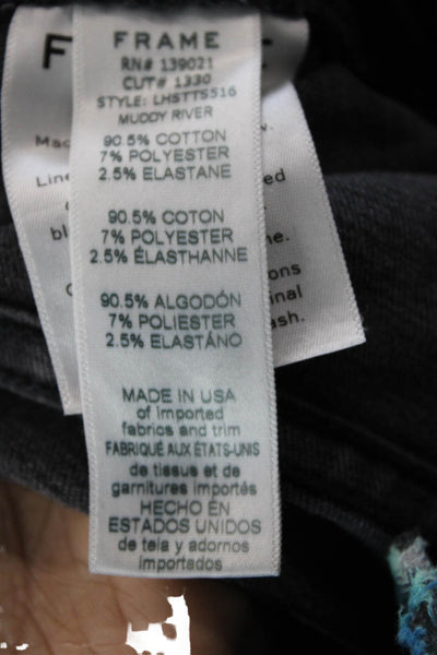 Frame Denim Womens Zipper Fly High Rise Slit Straight Leg Jeans Gray Size 26