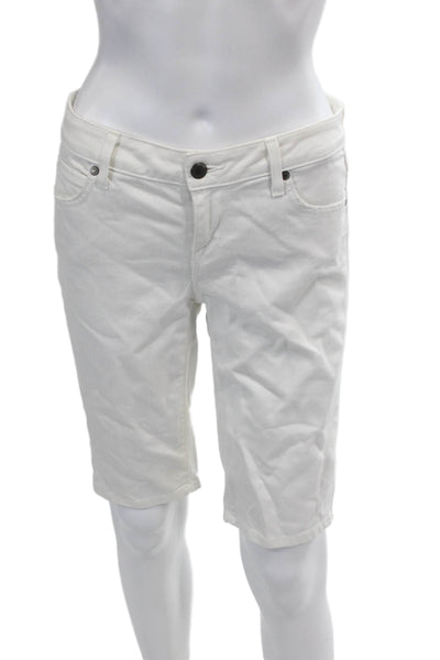 Vince Womens Zipper Fly Mid Rise Denim Bermuda Shorts White Size 26