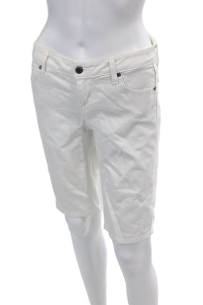 Vince Womens Zipper Fly Mid Rise Denim Bermuda Shorts White Size 26