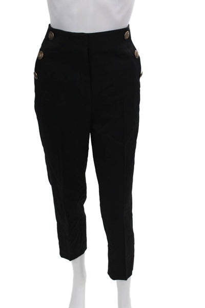 The Kooples Womens Zipper Fly Mid Rise Pleated Dress Pants Black Wool Size EU 36