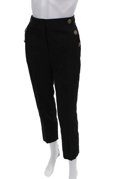 The Kooples Womens Zipper Fly Mid Rise Pleated Dress Pants Black Wool Size EU 36