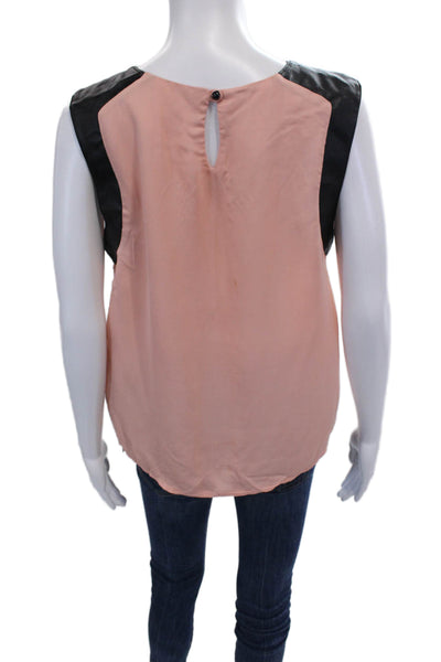 Karina Grimaldi Womens Sleeveless Crew Neck Leopard Top Pink Black Size Medium
