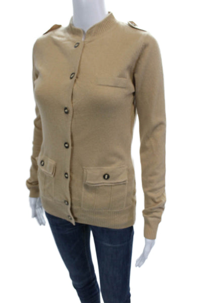 Michael Stars Womens Button Front Crew Neck Knit Cardigan Sweater Brown Size 1