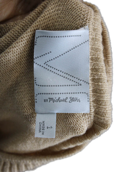 Michael Stars Womens Button Front Crew Neck Knit Cardigan Sweater Brown Size 1