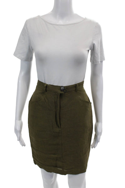 Blues Club Womens Zippered Mid-Rise Lined Pull-On Casual Skirt Green 6