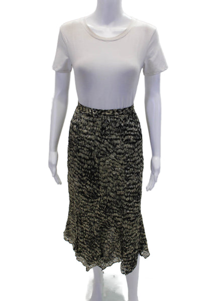 Dana Buchman Woman Womens Silk Abstract Print A Line Skirt Beige Black Size 16