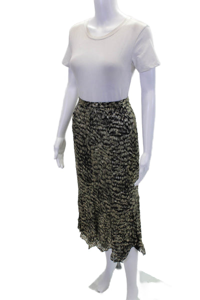 Dana Buchman Woman Womens Silk Abstract Print A Line Skirt Beige Black Size 16