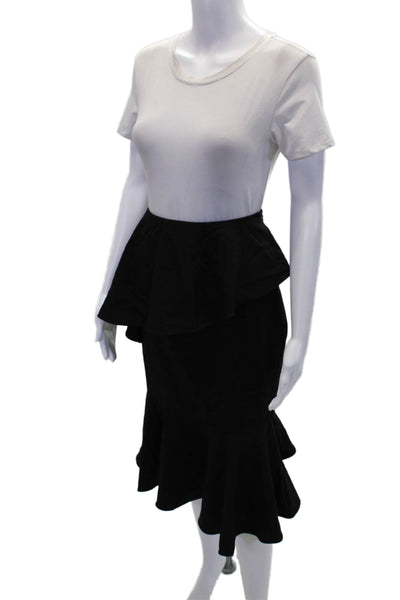 Scripted Womens Ruffled Waist Knee Length Trumpet Skirt Black Size Large